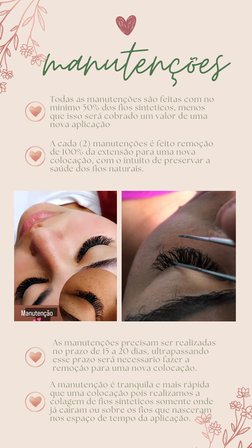 manutenções
Todas as manutenções são feitas com no
minimo 50% dos fios sinteticos, menos
que isso será cobrado um valor de um