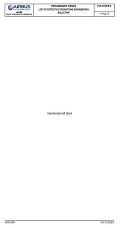 Intentionally left blank
A320
QUICK REFERENCE HANDBOOK
PRELIMINARY PAGES
LIST OF EFFECTIVE OPERATIONS ENGINEERING 
BULLETINS