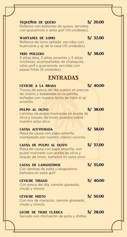 ceviche a la brasa
Trozos de pesca del día puesto en pancas 
de choclo y braseadas en la parrilla, 
bañadas con nuestra leche