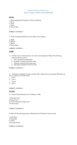 Computer Proficiency Practice Test | PDF | Computers