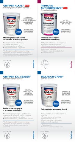 Sellador estiren-acrílico
GRIPPER 5X1 SEALER®
MÁXIMA
PROTECCIÓN
CONTRA
ALCALINIDAD
INTERIORES
EXTERIORES
• Excelente para pro