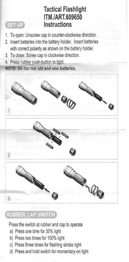 atak rechargeable flashlight instructions LED tail switches SKNSL P129-BK High Lumens Rechargeable