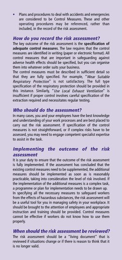 •
Plans and procedures to deal with accidents and emergencies
are considered to be Control Measures. These and other
operatin