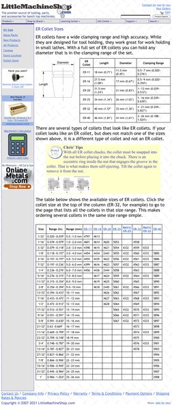 ER Collet Sizes | PDF | Machining | Equipment