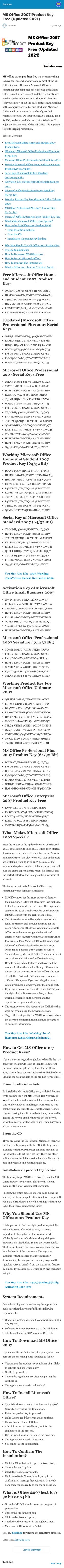 MS Office 2007 Product Key
Free (Updated 2021)
 msz991
2 years ago
MS office 2007 product key is a necessary thing
to have fo