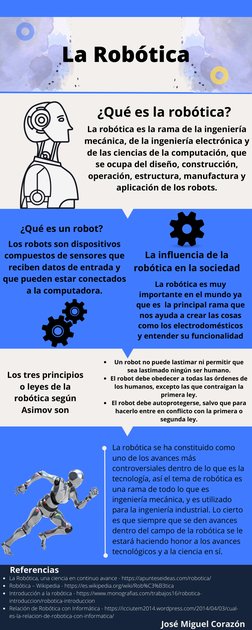 La Robótica
¿Qué es la robótica?
La robótica es la rama de la ingeniería
mecánica, de la ingeniería electrónica y
de las cien