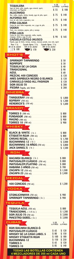 ( Lt. )
( Lt. )
(750 ml.)
(750 ml.)
(750 ml.)
(750 ml.)
(750 ml.)
STONLICHNAYA
SMIRNOFF TAMARINDO ( Lt. )
( Lt. )
$ 1,800
$ 1